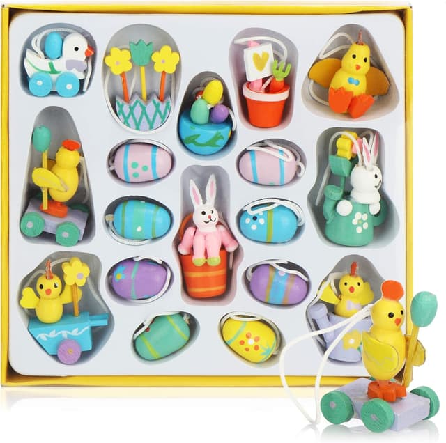 Imagen de COM-FOUR 18x Figurines en bois Pâques 🐣 en OfertitasTOP