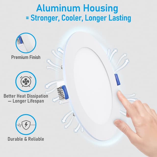 Detalle de TORCHSTAR Basic Series 12-Pack 6-Inch Ultra-Thin LED Recessed Lights (CRI90, 5000K, IC-Rated)