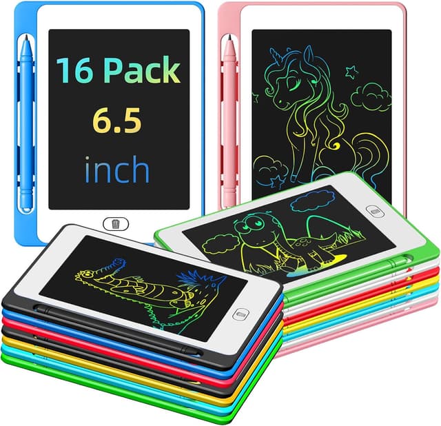 Detalle de Party Favor 16-Pack LCD Writing Tablet for Kids (6.5-Inch) — Erasable Reusable Doodle Boards