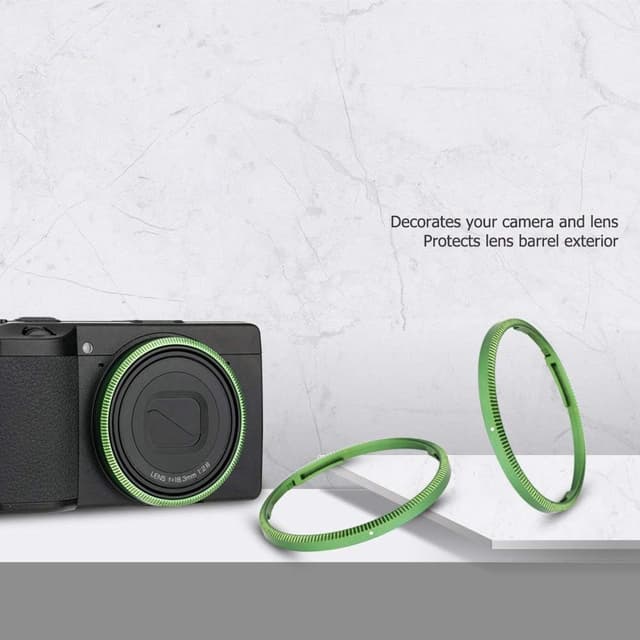 Detalle de JJC Metal Accent Ring Cap for Ricoh GR III/GRIII/GR3 (Replace GN-1 Ring Cap) – Green