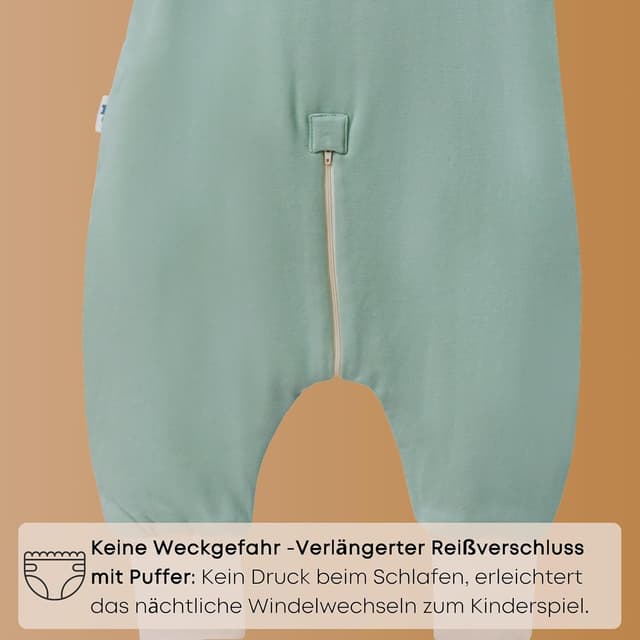 Detalle de Mababu Ganzjahres Baby-Schlafsack mit Füßen, abnehmbaren Ärmeln & 2.5 TOG (100% GOTS Bio-Baumwolle)