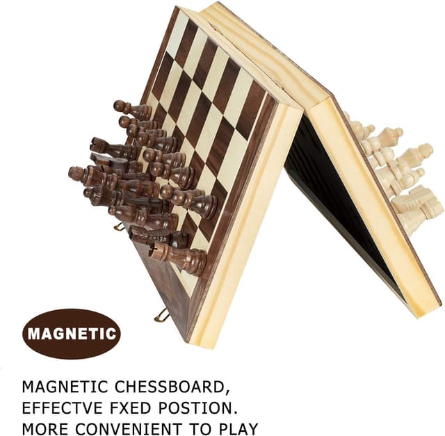 Detalle 2 de AMEROUS 15 Inches Magnetic Wooden Chess Set 🎲
