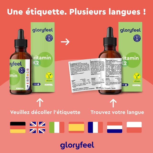 Detalle 2 de Vitamine K2 MK-7 all-trans 200 µg K2VITAL® en gouttes (50 ml, 1700 gouttes) — naturellement fermentée