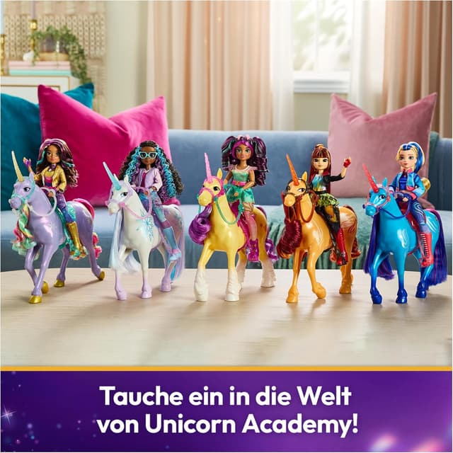 Detalle de Unicorn Academy Einhorn River (28 cm) – Original-Einhorn mit echter Mähne, abnehmbarer Ausrüstung & Bürste, ab 4 Jahren