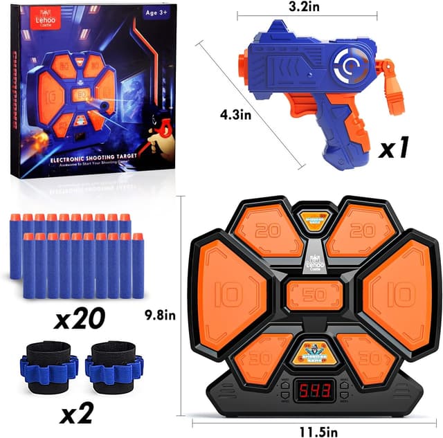 Detalle de Lehoo Castle Electronic Target for Nerf Guns (Black) – digital auto scoring target with 4 modes, lights & sound