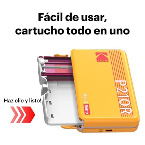 Detalle de KODAK Mini 2 Retro Blanco (P210RW60): impresora fotográfica portátil con Bluetooth y 38 fotos