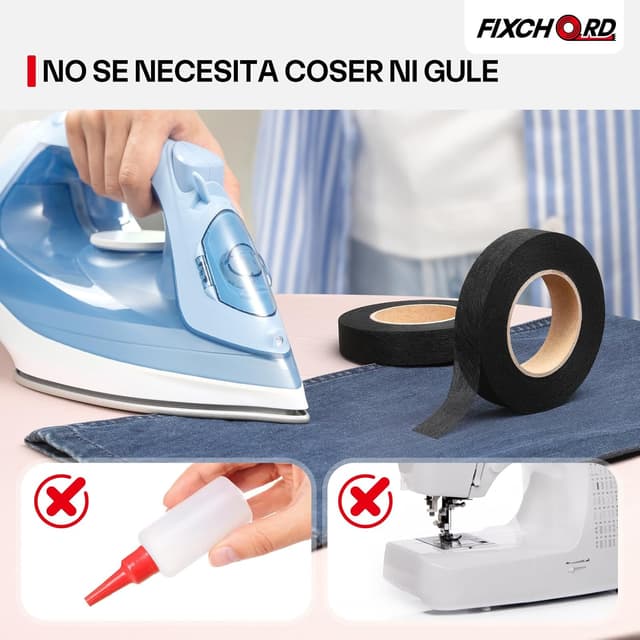 Thumbnail 2 de FIXCHORD Cinta Termoadhesiva Negra, Fácil de Usar