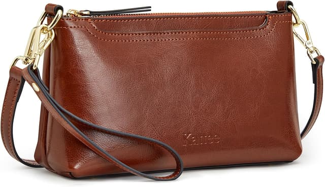 Detalle de Kattee borsa a tracolla in pelle da donna con zip, tracolla regolabile e cinturino da polso