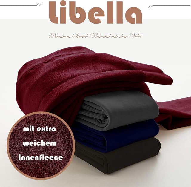Detalle de Libella collant termico donna con fodera interna invernale caldo coprente, treggings senza cuciture e vita alta