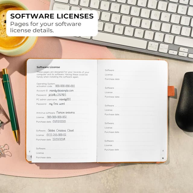 Detalle 2 de Clever Fox Password Book with Alphabetical Tabs (Medium) – Yellow password & internet address organiser logbook