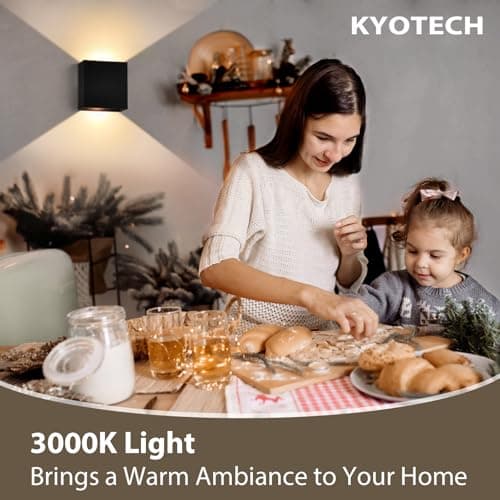 Detalle 2 de KYOTECH aplique de pared LED IP65 12W (2 uds), luz blanco cálido 3000K, exterior e interior