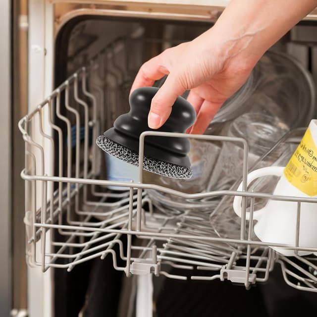 Detalle de Kettenmail-Schrubber für Gusseisenpfanne mit 2 Schabern und Silikonkissen (316er Edelstahl)