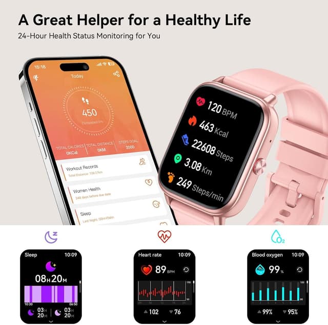 Thumbnail 4 de Smartwatch cardio 1,83 pouce IP68 rose