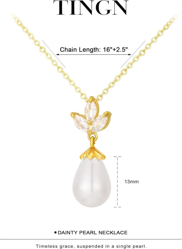 Detalle 2 de TINGN Perlenkette Gold (14 Karat vergoldet) Damen – eleganter Choker mit Süßwasserperlen