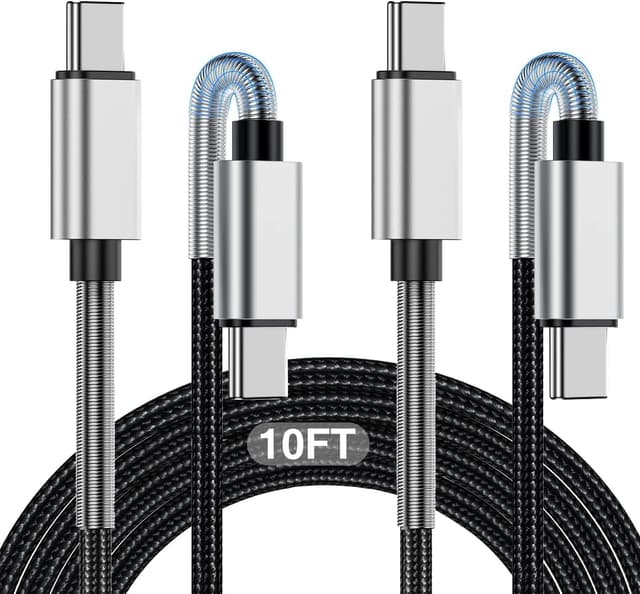 Detalle de Jeenek Long USB-C to USB-C Charger Cable (10ft) — 60W Fast Charging Cord