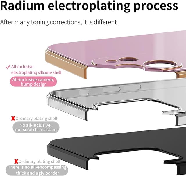 Detalle de Jeelar ESONG Handyhülle für Xiaomi Redmi Note 13 Pro 4G – ultra-dünn, stoßfest (TPU) mit 360°-Ringständer und glänzendem Spiegel-Look