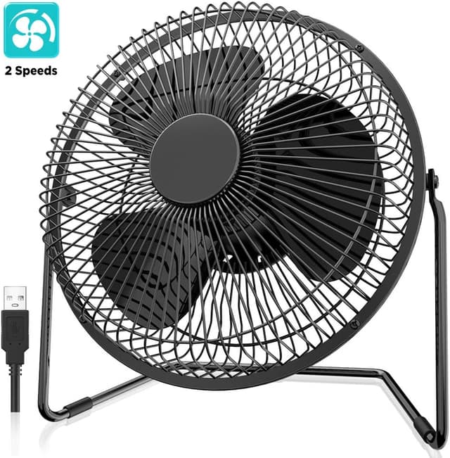 Detalle de EasyAcc 9 inch USB Desk Fan (Silent 25DB) with 2 Speed & 180° Rotatable Head, Portable Cooling for Home Office