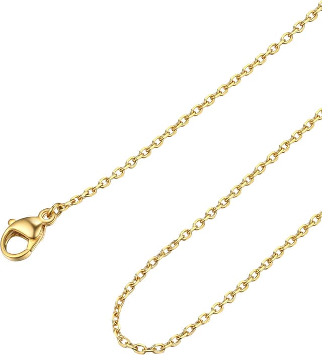 Detalle de FOCALOOK Edelstahl-Rolokette für Damen (316L) 1,4/2 mm – Ersatzkette für Anhänger, Längen 35–75 cm, silber/gold/roségold/schwarz