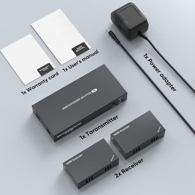 Thumbnail 6 de HDMI Extender Splitter 1x2 Kit (1 Transmitter + 2 Receivers) for 1080P@60Hz, 3D, up to 165ft over Cat6/Cat7