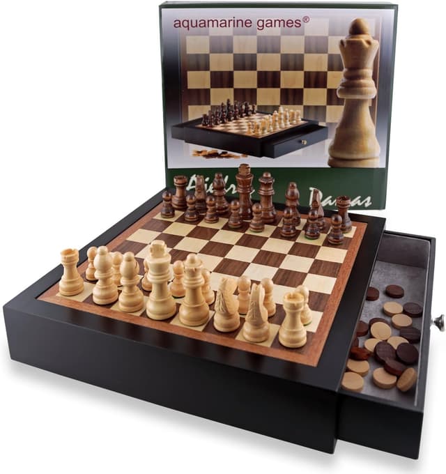 Detalle de Aquamarine Games Ajedrez y Damas FSC100%