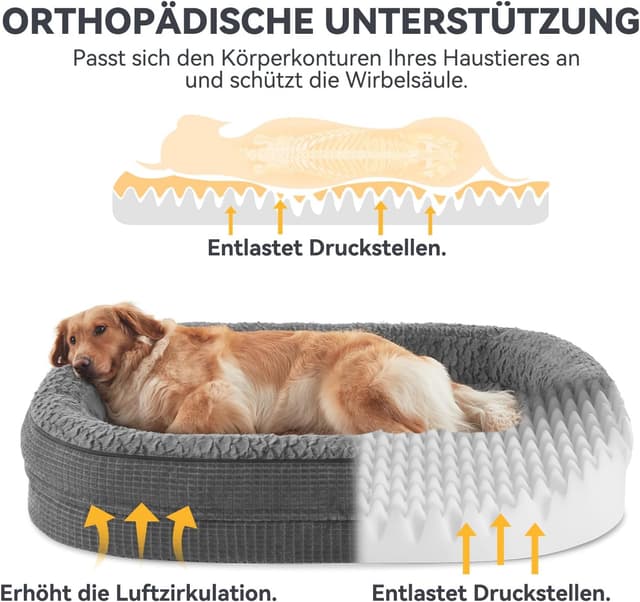 Detalle 2 de Pawk Orthopädisches Hundebett XL Memory Foam für große Hunde