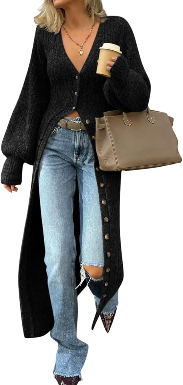 Detalle de Saodimallsu Long Chunky Knit Cardigan Dress