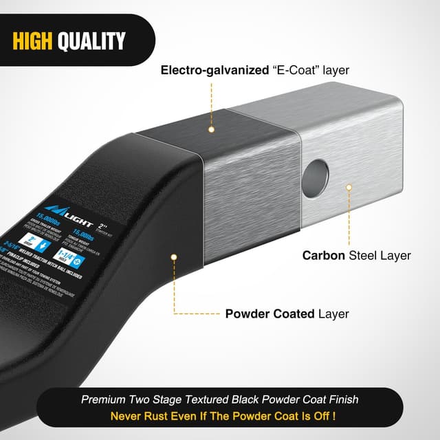 Thumbnail 6 de Nilight Forged Trailer Hitch Ball Mount (2-5/16-Inch Ball) for 2-Inch Receivers, 15000 lbs Capacity, Gloss Black Finish