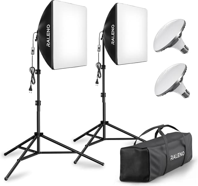 Detalle de RALENO Softbox-Set 2 x 50x50 cm mit 50 W