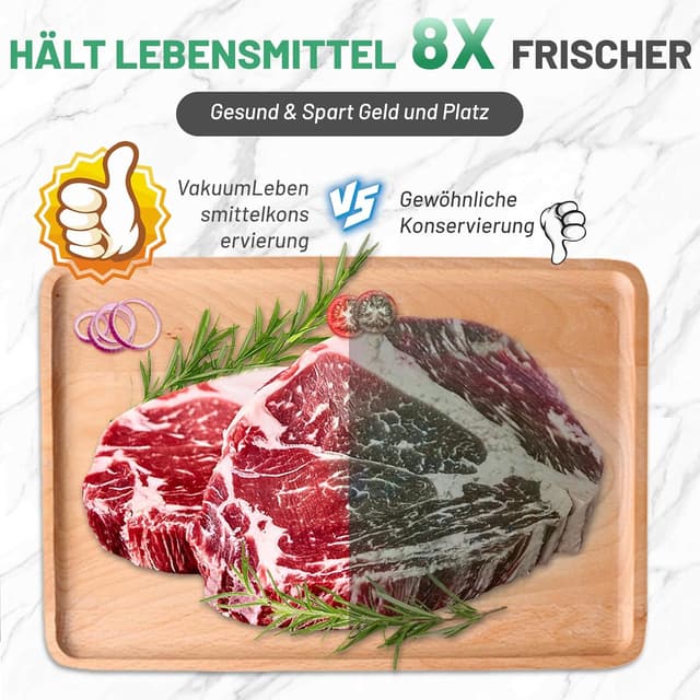 Detalle de Raycial Vakuumierer mit Vakuumierbeuteln – vollautomatisches 6-in-1 Folienschweißgerät für trockene, feuchte & frische Lebensmittel