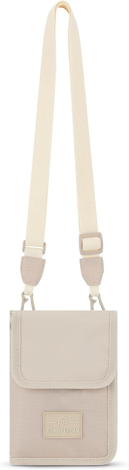 Detalle de Johnny Urban Troy Brusttasche für Herren & Damen (Beige) – Reisebrustbeutel mit vielen Kartenfächern