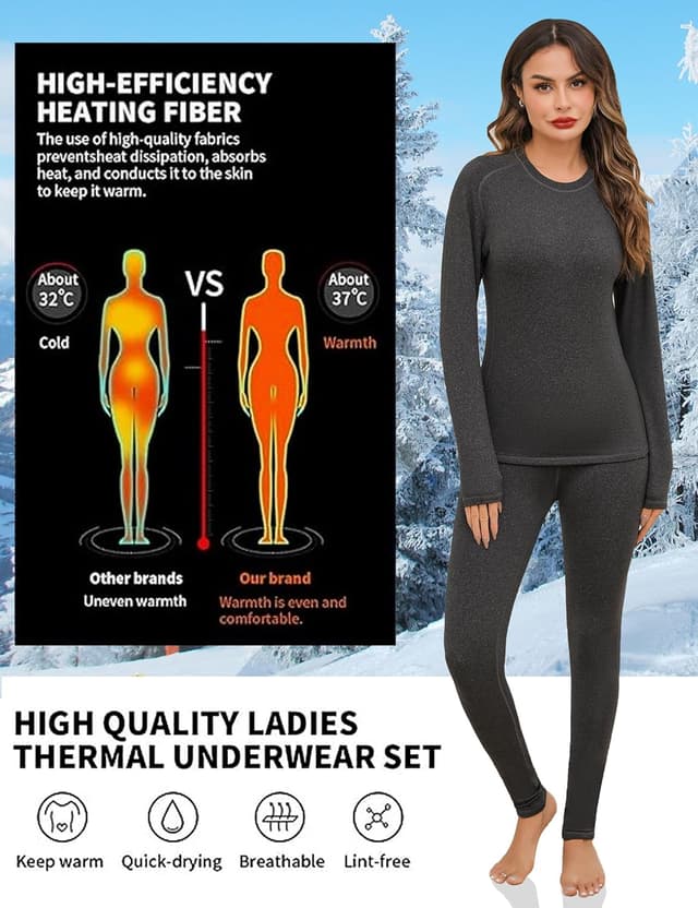 Detalle de Terecey Intimo Termico Donna (maglia manica lunga + leggings): completo invernale traspirante
