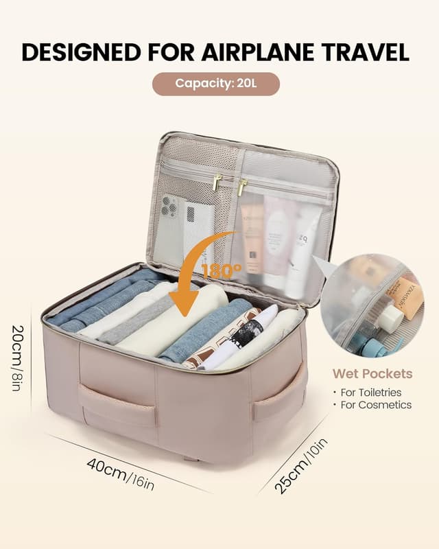 Detalle de LOVEVOOK Ryanair cabin bag 40x20x30 underseat travel backpack (40x30x20) with 180° opening