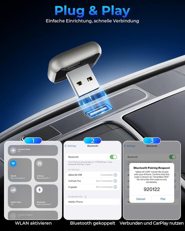 Detalle de CarPlay kabelloser Adapter für iPhone 7+