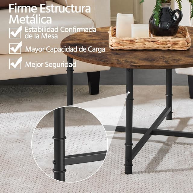 Thumbnail 4 de Yaheetech Mesa de Centro Redonda 80 cm