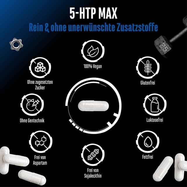 Detalle de 5-HTP MAX – 120 vegane Kapseln mit 200 mg 5-HTP aus Griffonia