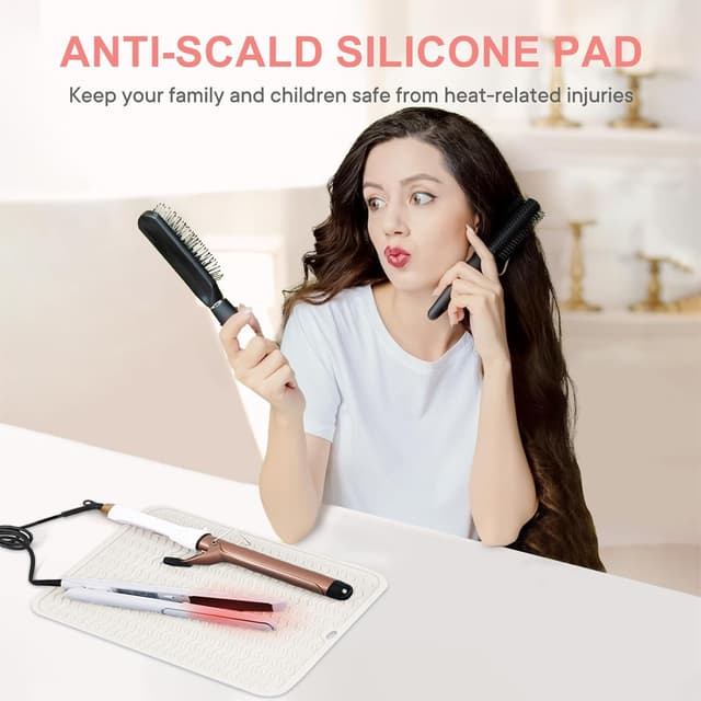 Detalle 2 de Suafrnut Oversize Silicone Heat Resistant Mat (14.2" x 11") for Curling Irons & Hot Tools