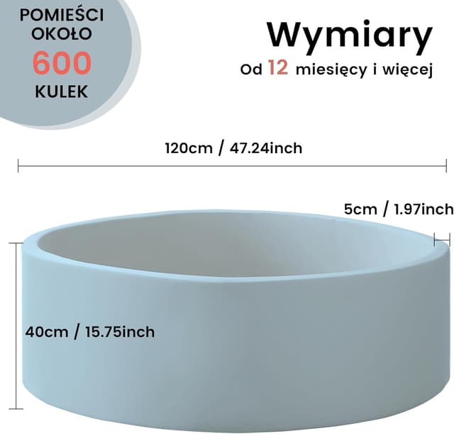 Detalle 2 de Zedachica Bällebad für Babys aus Schaumstoff (90 x 30 cm), hellblau – für drinnen & draußen, ohne Bälle