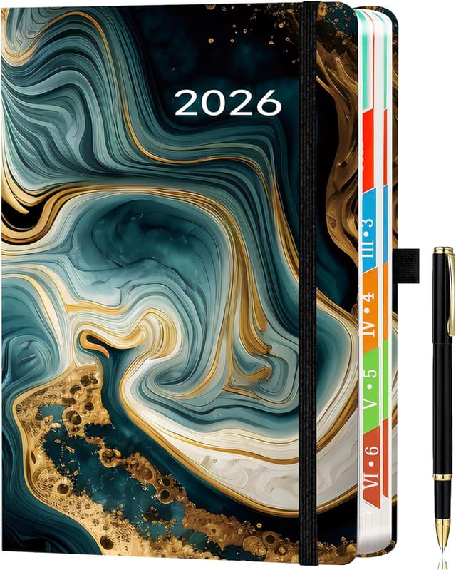 Detalle de Agenda 2026 A5 “Giorno per pagina” nero con planner giornaliero e mensile