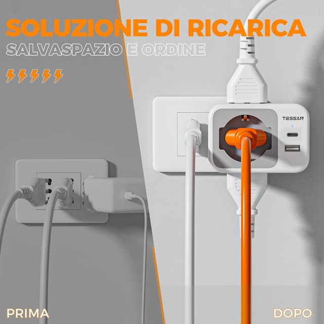 Thumbnail 5 de TESSAN Presa Multipla 2500W con USB 🔌