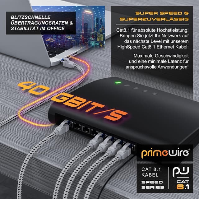 Detalle 2 de CSL CAT 8.1 Netzwerkkabel 5 m weiß