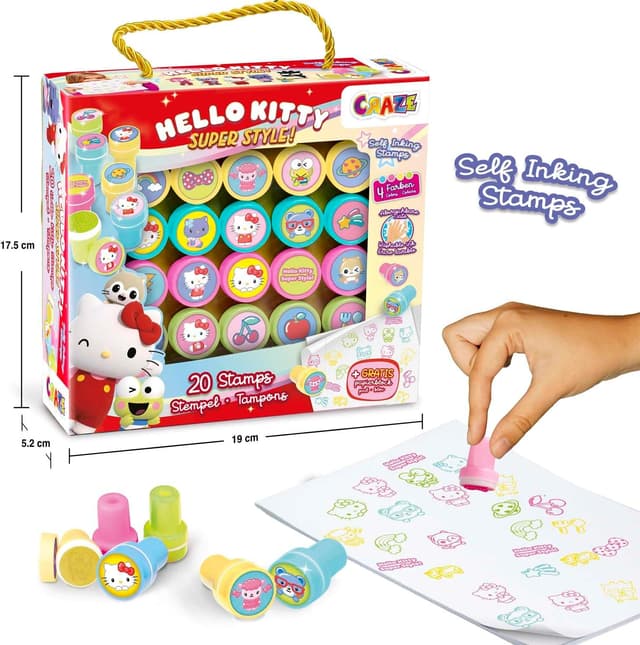 Thumbnail 8 de CRAZE 20 Sellos de Hello Kitty para Niños 🐱 Con Bloc y Tinta Lavable