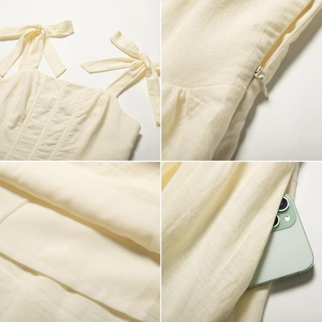 Detalle de SCARLET DARKNESS Robe d’été décontractée sans manches à bretelles spaghetti et poches