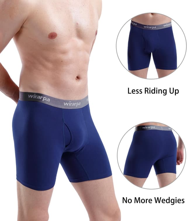 Detalle de wirarpa Men’s Cotton Stretch Underwear Trunks (Open Fly) – Tagless 4-Pack