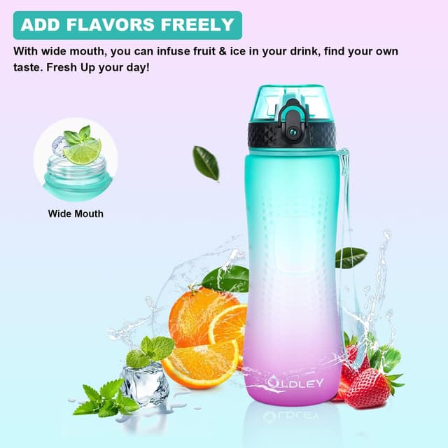 Detalle 2 de OLDLEY 750ml/25oz BPA-free Tritan straw water bottle with one-touch opening (green/purple)
