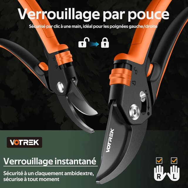 Thumbnail 2 de VOTREK Sécateur Bypass Pro 21,5 cm — sécateur ergonomique pour mains fragiles ✂
