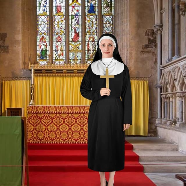 Thumbnail 4 de Aomig Nonnen Kostüm Damen 4‑teilig 🎭