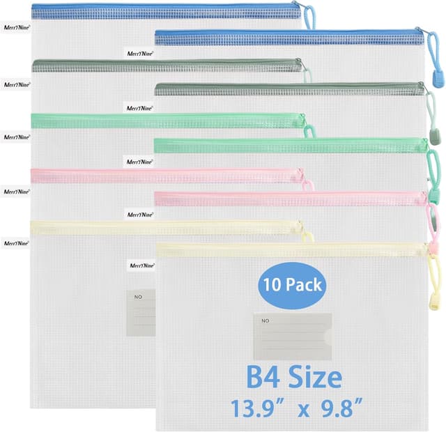 Thumbnail 6 de MerryNine lot de 10 pochettes en maille A3 étanches à fermeture éclair