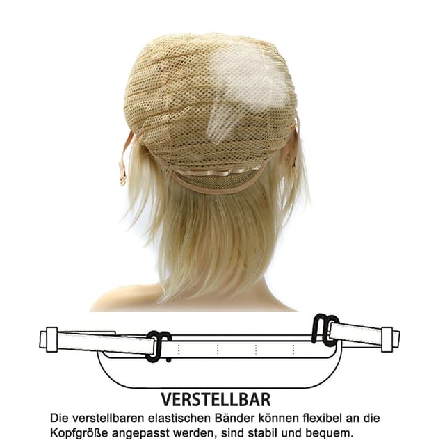 Detalle de Luxiremi Cosplay Perücke Blond, gerade, kurz und gestuft – synthetisch für Halloween & Karneval