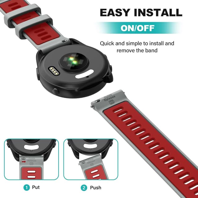 Detalle de OVERSTEP 22mm replacement strap (soft silicone) for Forerunner 265 and compatible sports watches