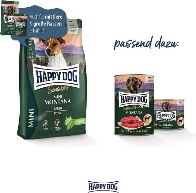 Detalle de Happy Dog Sensible Mini Montana — croquettes sans céréales pour chiens sensibles (4 kg)